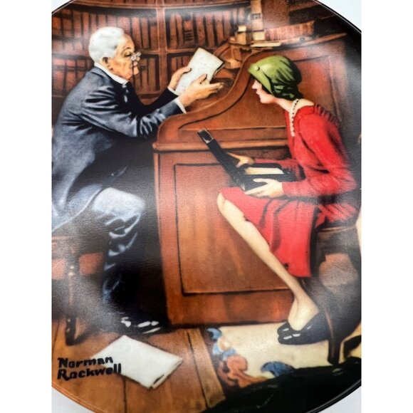 1985 Knowles Norman Rockwell Plate The Professor 8.5" Bradex 84-R70-3.10 With Bo - Picture 5 of 6
